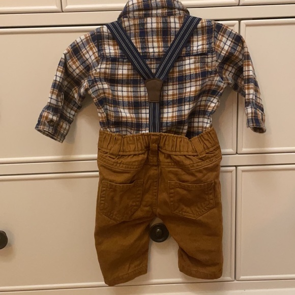 Super cute flannel pants and suspenders set - Picture 3 of 4
